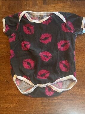 Carter's Black Onesie with Pink Lip Prints
